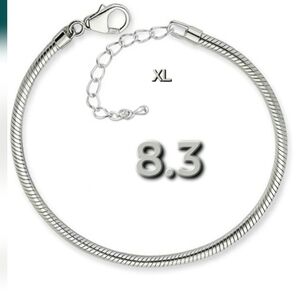 XXL 8.3 Silver Charm Bracelet Starter Bracelet Only No Charms